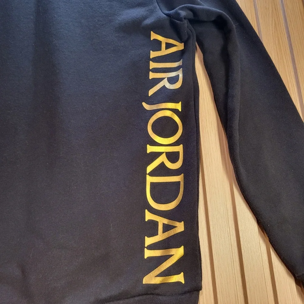 Jordan Jumpman Nike Air Sweatshirt Mens Medium Black Gold Fleece  Pullover